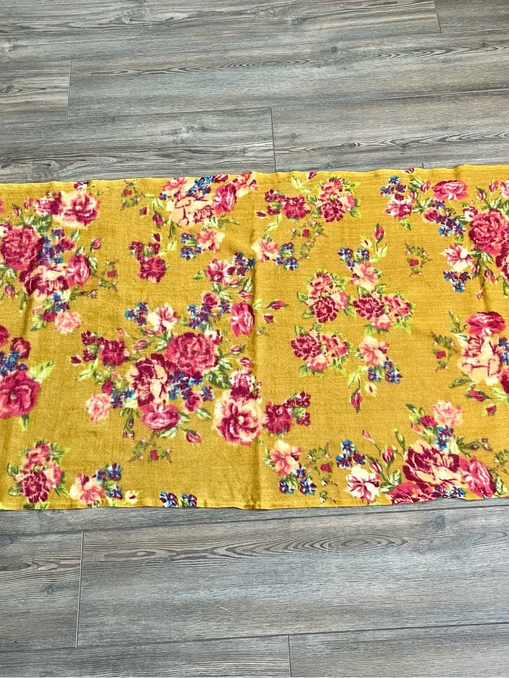 Floral Gradient Shawl Wrap in Mustard and Burgundy - Unbranded 26/72 Inch